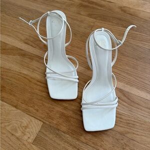 Zara White Strappy Heeled Sandals